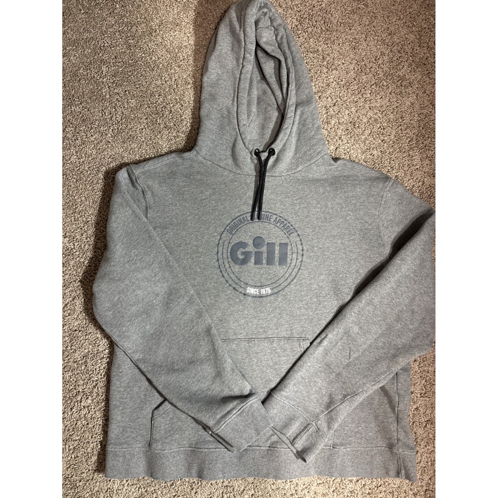 Gill Marine Grey‎ Graphic Hoodie Mens Pullover Sweatshirt Size XL Logo Grey